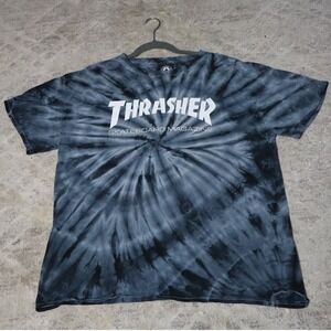 Thrasher Skategoat Tie Dye T Shirt Men's Large L Black Grey Logo